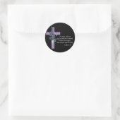 Sticker Rond Noir avec Croix violette & Fleurs violettes (Sac)