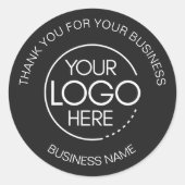 Sticker Rond Noir Black Business Merci (Devant)