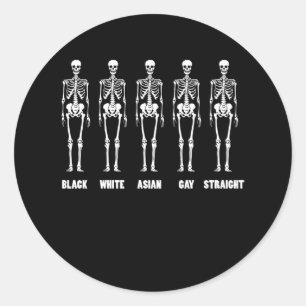 Sticker Rond Noir Blanc Asiatique Gay Droit LGBT Pride Mois