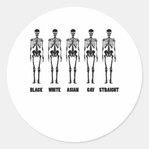 Sticker Rond Noir Blanc Asiatique Gay Droit LGBT Pride Mois