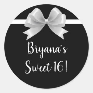 Sticker Rond Noir & Blanc Classe Élégant Glamour Cadeau