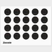 Sticker Rond noir blanc classique or crête mariage monogramme (Feuille)