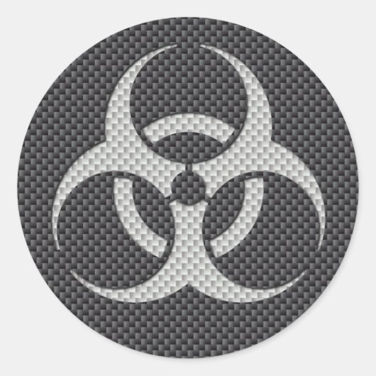 Sticker Rond Noir blanc et gris toxique Fibre de carbone (Devant)