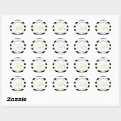 Sticker Rond Noir Blanc Faux Or Baby shower  Merci (Feuille)
