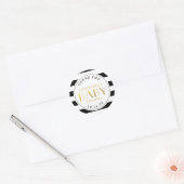 Sticker Rond Noir Blanc Faux Or Baby shower  Merci (Enveloppe)