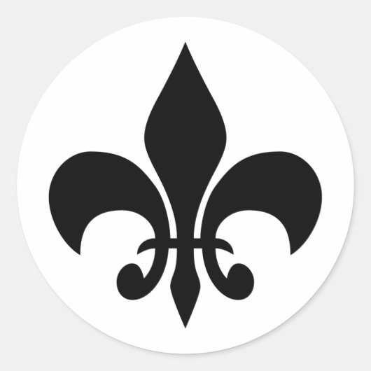 Sticker rond noir & blanc Fleur de lis (Devant)