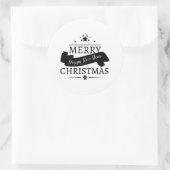 Sticker Rond Noir Blanc Joyeux Noël Et Une Bonne Année (Sac)
