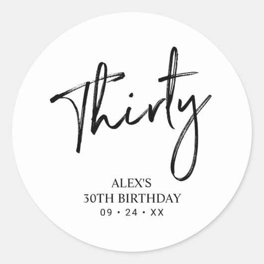 Sticker Rond Noir & Blanc | Lettrer Anniversaire Favoriser Merc (Devant)