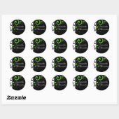 Sticker Rond Noir/Blanc/Lime Vert Gras Mariage (Feuille)
