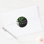 Sticker Rond Noir/Blanc/Lime Vert Gras Mariage (Enveloppe)