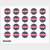 Sticker Rond Noir Blanc Marocain #5 Hot Rose #2 Nom Monogramme (Feuille)