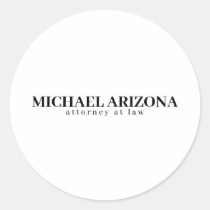 Sticker Rond Noir & Blanc Minimaliste Simple Plaque