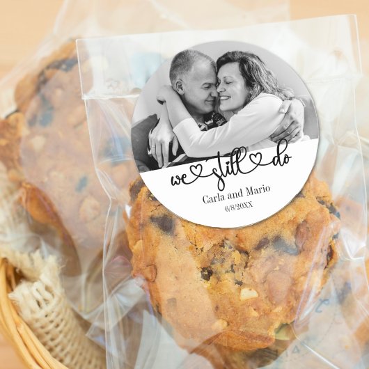 Sticker Rond Noir & Blanc Nous faisons toujours renouvellement