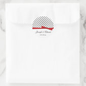 Sticker Rond Noir Blanc Pois Rouge Enregistrer la date (Sac)