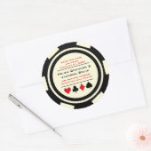 Sticker Rond Noir Blanc Poker Chip Mariage Enregistrer La Date (Enveloppe)