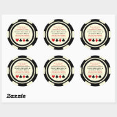 Sticker Rond Noir Blanc Poker Chip Mariage Enregistrer La Date (Feuille)