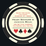 Sticker Rond Noir Blanc Poker Chip Mariage Enregistrer La Date<br><div class="desc">Éblouissez vos invités en leur envoyant ces jetons de poker noir et blanc enregistrer les autocollants de date à placer sur leur calendrier. Ils attendent avec impatience l'invitation officielle à ce mariage incontournable !</div>
