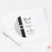 Sticker Rond Noir Blanc Polka Point Merci Mariage Faveur (Enveloppe)