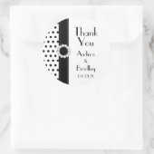 Sticker Rond Noir Blanc Polka Point Merci Mariage Faveur (Sac)