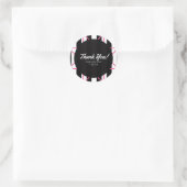 Sticker Rond Noir Blanc & Rose Chic Cute Moderne Géométrique (Sac)