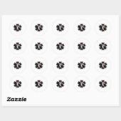 Sticker Rond noir & blanc & rouge (Feuille)