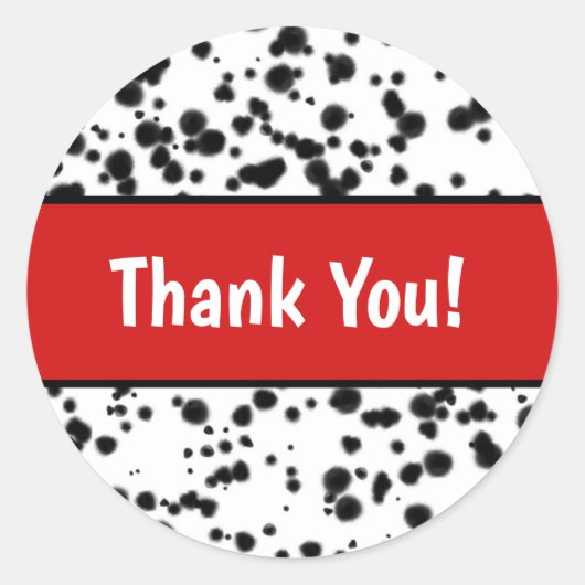 Sticker Rond Noir Blanc Rouge Dalmatien Spots Anniversaire (Devant)