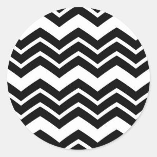 Sticker Rond Noir Blanc Zigzag Chevron Motif Design