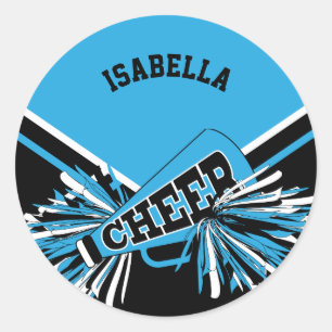 Sticker Rond 📣 - Noir, Bleu Bleu Bébé et Blanc