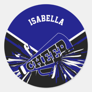 Sticker Rond 📣 - Noir, Bleu foncé et Blanc
