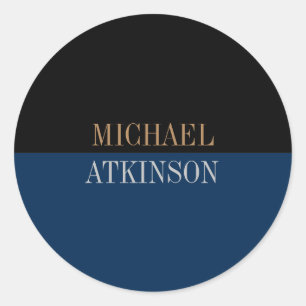 Sticker Rond Noir Bleu Gras Texte tendance Style