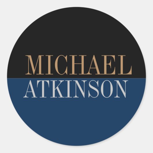 Sticker Rond Noir Bleu Gras Texte tendance Style (Devant)
