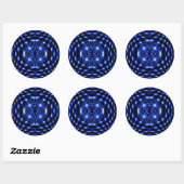 Sticker Rond Noir bleu néon fractal (Feuille)