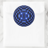 Sticker Rond Noir bleu néon fractal (Sac)