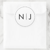 Sticker Rond Noir classique Initiales Monogramme Mariage (Sac)