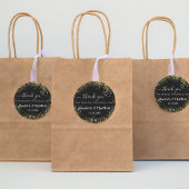 Sticker Rond Noir coeur d'or mariage merci