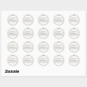 Sticker Rond Noir Coquette Nœud Beige Faveur de Mariage (Feuille)