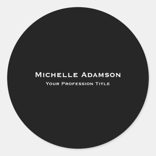 Sticker Rond Noir Couleur Professionnel Plain Moderne (Devant)