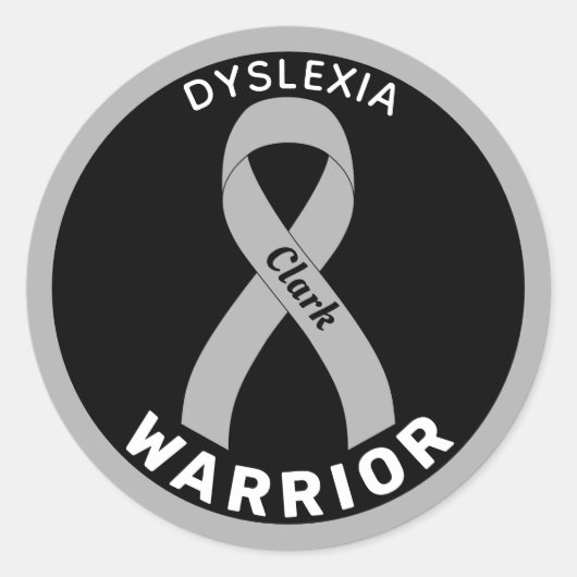 Sticker rond noir Dyslexia Warrier (Devant)