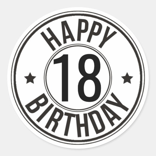 Sticker Rond Noir et blanc 18e anniversaire (Devant)