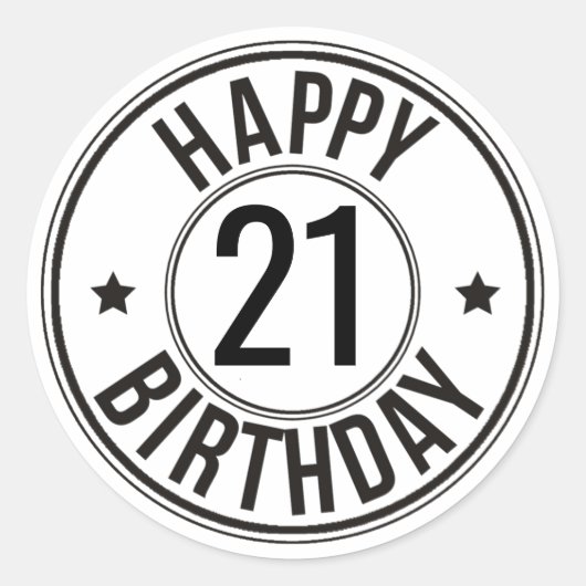 Sticker Rond Noir et blanc 21e anniversaire (Devant)