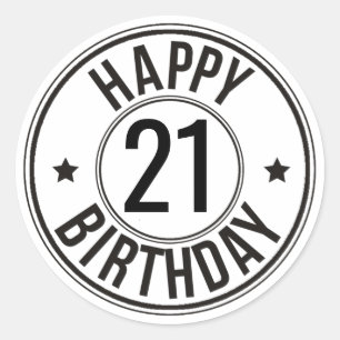 Sticker Rond Noir et blanc 21e anniversaire