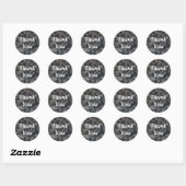 Sticker Rond Noir et blanc Abstrait Merci général moderne (Feuille)