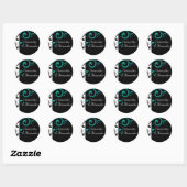 Sticker Rond Noir et blanc avec Turquoise rotation inverse (Feuille)