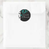Sticker Rond Noir et blanc avec Turquoise rotation inverse (Sac)