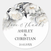 Sticker Rond Noir et blanc boho mariage faveur merci (Devant)