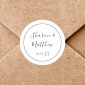 Sticker Rond Noir et blanc Calligraphie Script Mariage Faveur