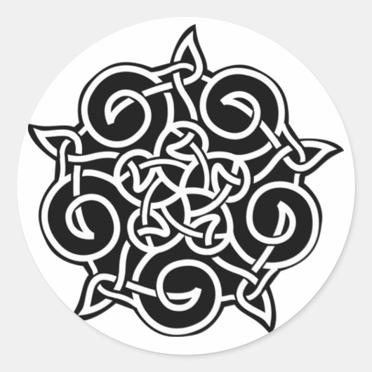 Sticker Rond Noir Et Blanc Celtique (Devant)