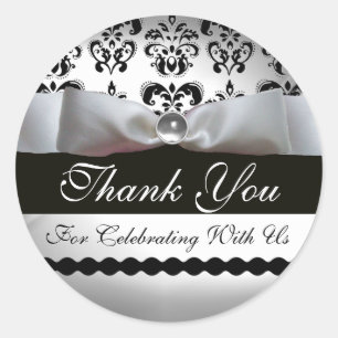 Sticker Rond NOIR ET BLANC DAMASK RIBBON Gemstone