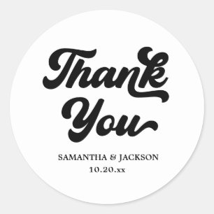 Sticker Rond Noir et blanc Disco Wedding Favor