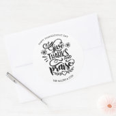 Sticker Rond Noir et blanc donner Merci Thanksgiving Custom (Enveloppe)